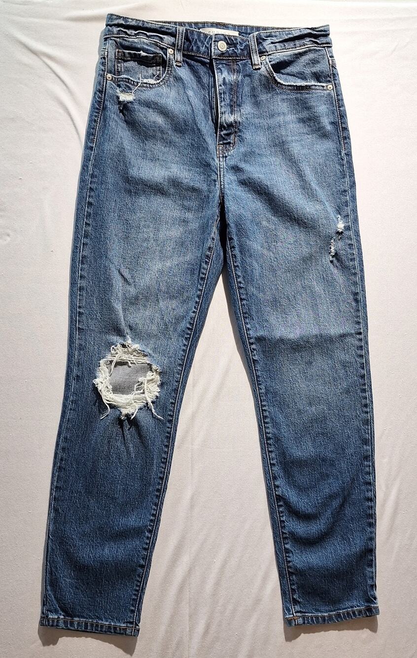 Eunina Jeans Tobi Size 9 Super High Rise Mom Jeans Distressed Grunge Look